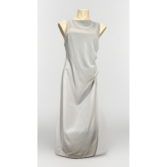 Commense Dresses & Skirts - Commence Large Blue Spaghetti Strap Maxi Sheath Dress High‎ Neck Zip Ruched